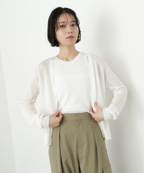 N.（N. Natural Beauty Basic）（エヌエヌナチュラルビューティーベーシック）の「アメスリタンク×シアーカーディガンセット（アンサンブル・レディース・オフホワイト/チャコールグレー/ブルー・MEDIUM）」の4枚目の写真