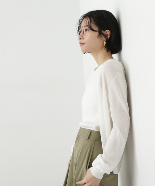 N.（N. Natural Beauty Basic）（エヌエヌナチュラルビューティーベーシック）の「アメスリタンク×シアーカーディガンセット（アンサンブル・レディース・オフホワイト/チャコールグレー/ブルー・MEDIUM）」の9枚目の写真