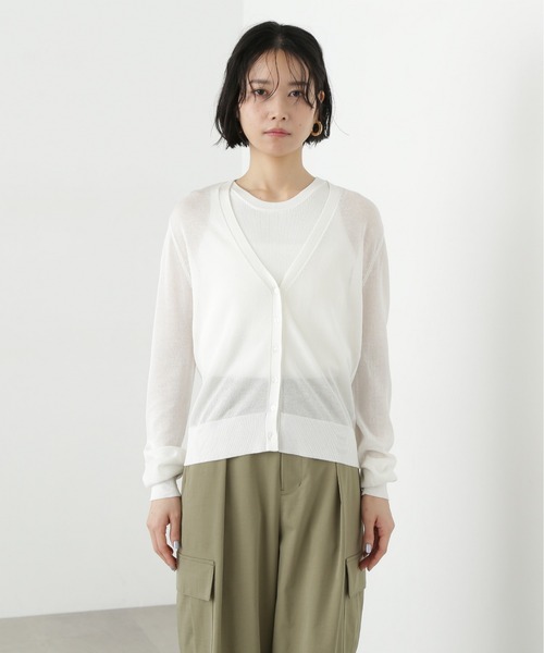 N.（N. Natural Beauty Basic）（エヌエヌナチュラルビューティーベーシック）の「アメスリタンク×シアーカーディガンセット（アンサンブル・レディース・オフホワイト/チャコールグレー/ブルー・MEDIUM）」の10枚目の写真