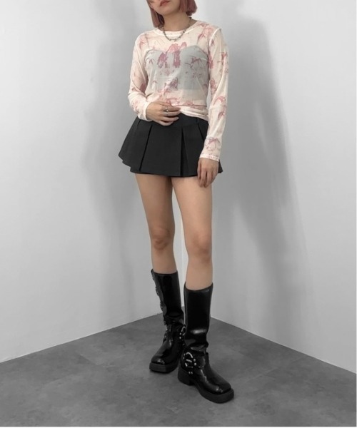 【シティショップ】22AW MESH TEEシースルー　タイダイ柄 シースルー シアー タイダイ ロンT トップス Tシャツ 長袖 韓国