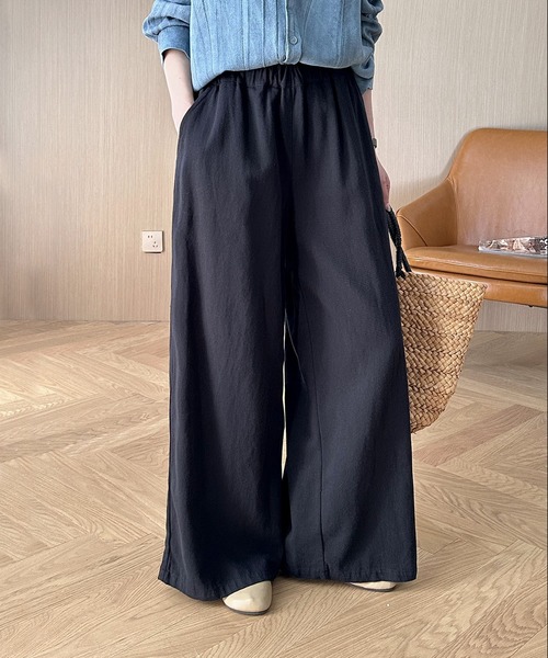 DECADE CLASSIC(ディケイド クラシック)の「ハイウエストワイドパンツ(その他パンツ・レディース・ブラック/ライトベージュ・FREE)」の4枚目の写真