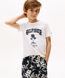 TOMMY HILFIGER | BOYS ヒルフィガーパームプリントTシャツショートスリーブ(Tシャツ/カットソー)