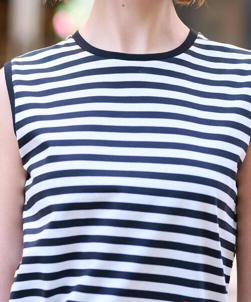 DRESSTERIOR（ドレステリア）の「【接触冷感/抗菌防臭/消臭】アイスクリアコットンボーダーノースリーブ（Tシャツ/カットソー・レディース・ブラック系2・34/36/38）」の7枚目の写真