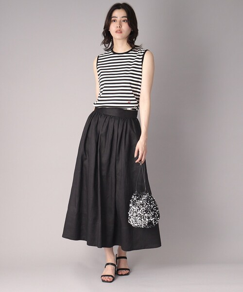 DRESSTERIOR（ドレステリア）の「【接触冷感/抗菌防臭/消臭】アイスクリアコットンボーダーノースリーブ（Tシャツ/カットソー・レディース・ブラック系2・34/36/38）」の11枚目の写真
