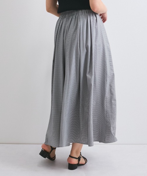 QUEENS COURT（クイーンズコート）の「サッカータックギャザースカート≪手洗い可能≫（スカート・レディース・オフホワイト/ブラック系その他/ブラック・M）」の5枚目の写真