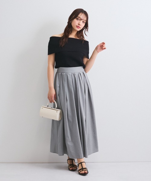 QUEENS COURT（クイーンズコート）の「サッカータックギャザースカート≪手洗い可能≫（スカート・レディース・オフホワイト/ブラック系その他/ブラック・M）」の8枚目の写真