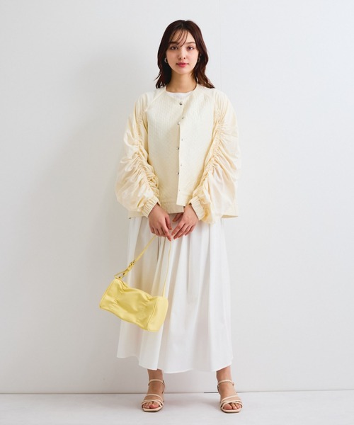 QUEENS COURT（クイーンズコート）の「サッカータックギャザースカート≪手洗い可能≫（スカート・レディース・オフホワイト/ブラック系その他/ブラック・M）」の15枚目の写真