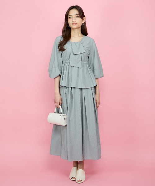 QUEENS COURT（クイーンズコート）の「サッカータックギャザースカート≪手洗い可能≫（スカート・レディース・オフホワイト/ブラック系その他/ブラック・M）」の21枚目の写真