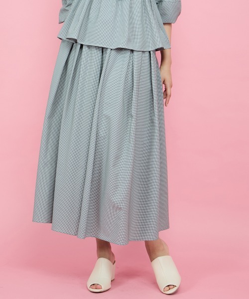 QUEENS COURT（クイーンズコート）の「サッカータックギャザースカート≪手洗い可能≫（スカート・レディース・オフホワイト/ブラック系その他/ブラック・M）」の20枚目の写真