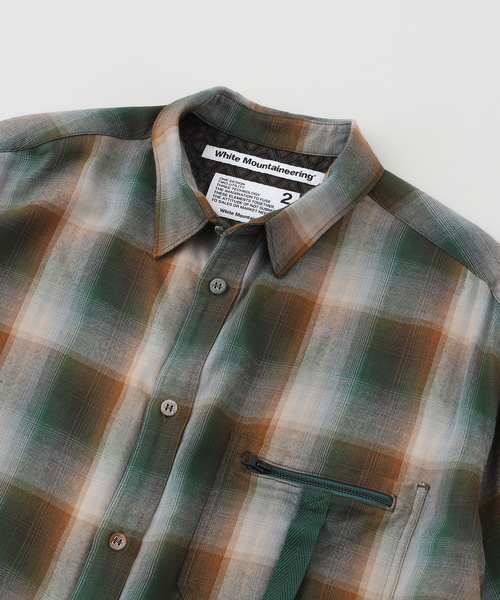 WHITE MOUNTAINEERING(ホワイトマウンテニアリング)の「White Mountaineering(ホワイトマウンテニアリング) MID GUSSET SLEEVE CHECK シャツ(シャツ/ブラウス・メンズ・グリーン・1)」の3枚目の写真