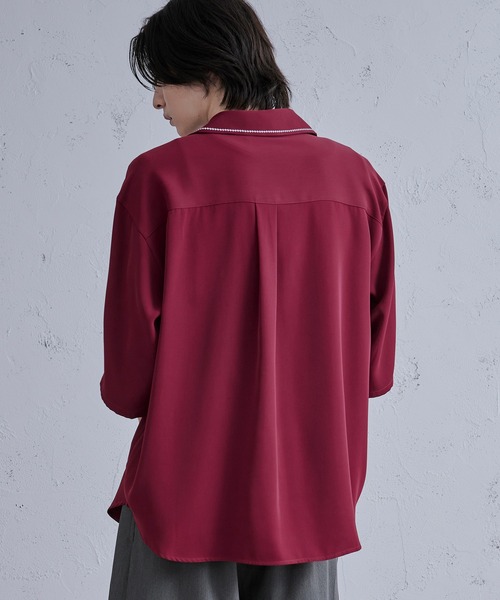 レースアップフラワー刺繍シャツ（シャツ/ブラウス）｜Ellno Loset