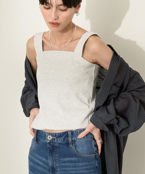 AMERICAN HOLIC(アメリカンホリック)の「抗菌防臭テレコベアタンクトップ(タンクトップ・レディース・ブラック/オフホワイト/ホワイト系その他/ネイビー・M/L)」の5枚目の写真