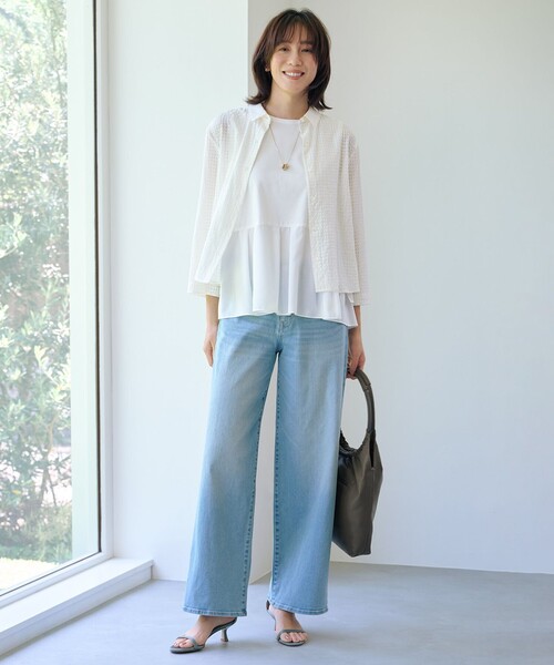 J.PRESS（ジェイプレス）の「【洗える】ノースリーブスムースジャージー フレア カットソー（Tシャツ/カットソー・レディース・ホワイト系・LARGE/MEDIUM）」の6枚目の写真