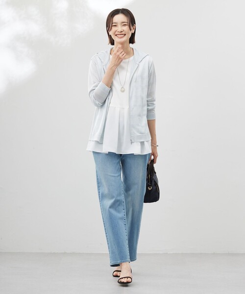 J.PRESS（ジェイプレス）の「【洗える】ノースリーブスムースジャージー フレア カットソー（Tシャツ/カットソー・レディース・ホワイト系・LARGE/MEDIUM）」の19枚目の写真