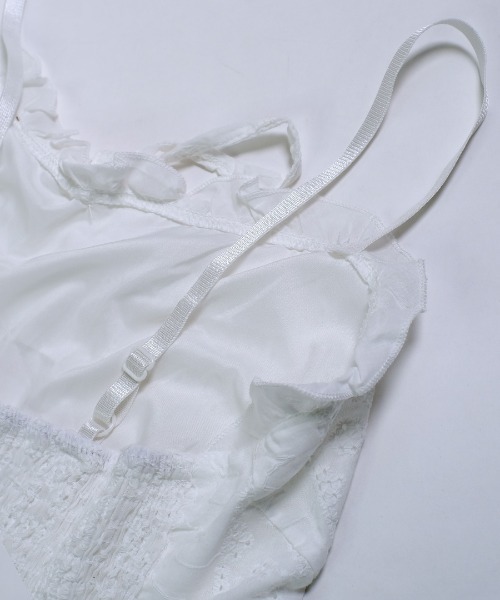 shopnikoniko（ショップニコニコ）の「キャミワンピース ミニ丈 レース  チュニック キャミソール ワンピース 低身長 パンチングキャミチュニック（チュニック・レディース・ホワイト・フリー）」の16枚目の写真