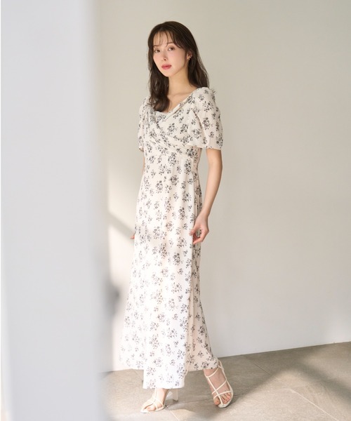 SNIDEL レーヨンカシュクールプリントワンピース セール】【00サイズあり】レーヨンカシュクールプリント