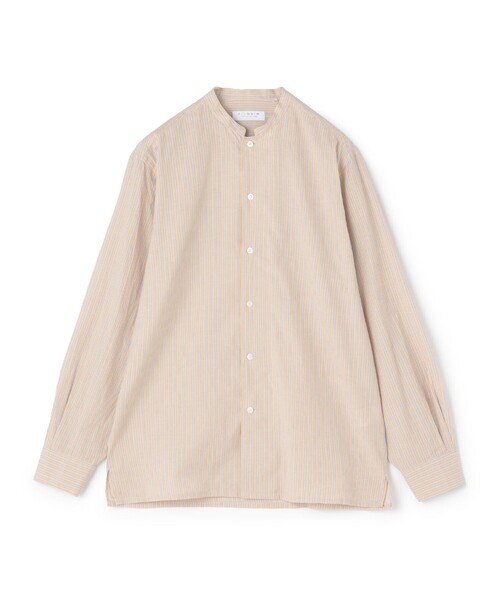 セール】コットンシルク バンドカラー ロングスリーブシャツ