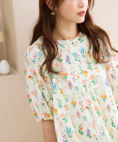 Jolly Poupee(ジョリープッペ)の「【22fabric】花の木/ブラウス(シャツ/ブラウス・レディース・ネイビー/ベージュ・42/38/46)」の14枚目の写真