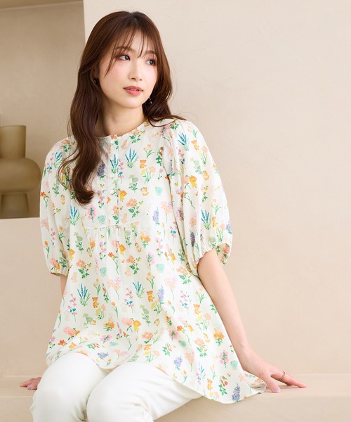 Jolly Poupee(ジョリープッペ)の「【22fabric】花の木/ブラウス(シャツ/ブラウス・レディース・ネイビー/ベージュ・42/38/46)」の19枚目の写真