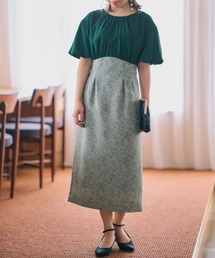 COHINA | ジャカードドッキングワンピース 【低身長・小柄女性】(ワンピース)