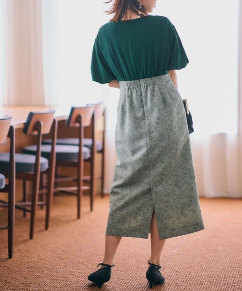 COHINA（コヒナ）の「ジャカードドッキングワンピース 【低身長・小柄女性】（ワンピース・レディース・グリーン・ONE SIZE）」の5枚目の写真