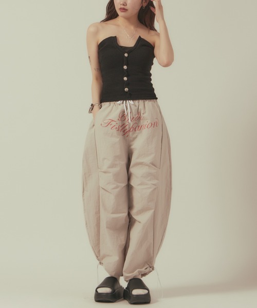 BLANK (ブランク)の「Lettering Logo Wide Pants/レタリングロゴワイドパンツ(その他パンツ・レディース・ブラック/グレー・FREE)」の1枚目の写真