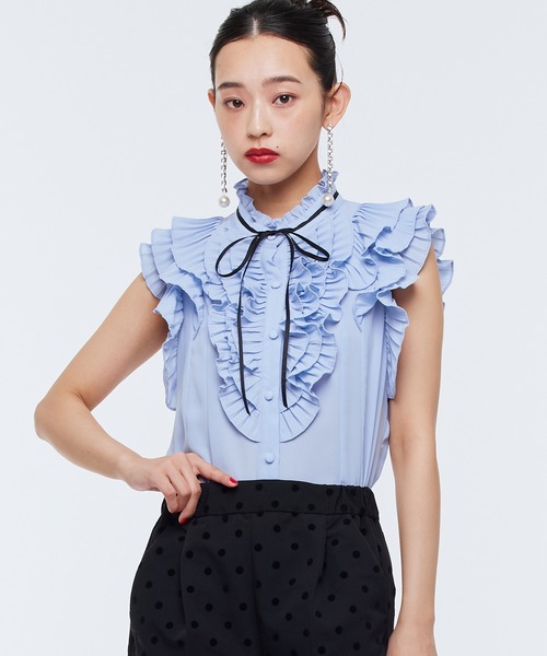 Narcissus（ナルシス）の「フリルリボンブラウス（シャツ/ブラウス・レディース・ホワイト/ブルー・FREE）」の16枚目の写真