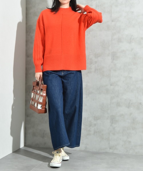 INTERPLANET(インタープラネット)の「7G袖ワイドリブハイネックプルオーバー(ニット/セーター・レディース・ブラック/グリーン/ベージュ/オレンジ/ブルー・FREE)」の18枚目の写真