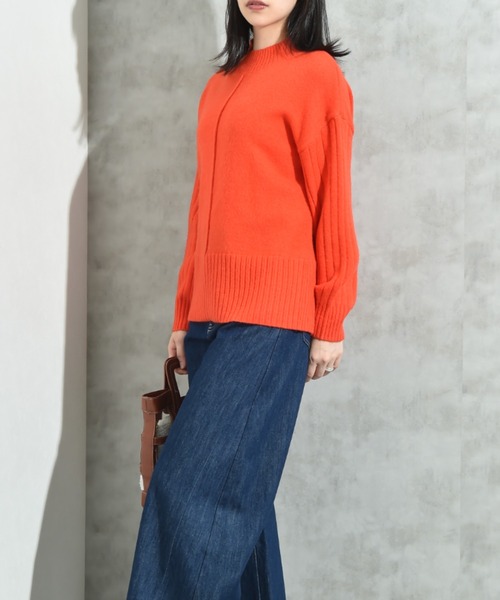 INTERPLANET(インタープラネット)の「7G袖ワイドリブハイネックプルオーバー(ニット/セーター・レディース・ブラック/グリーン/ベージュ/オレンジ/ブルー・FREE)」の16枚目の写真