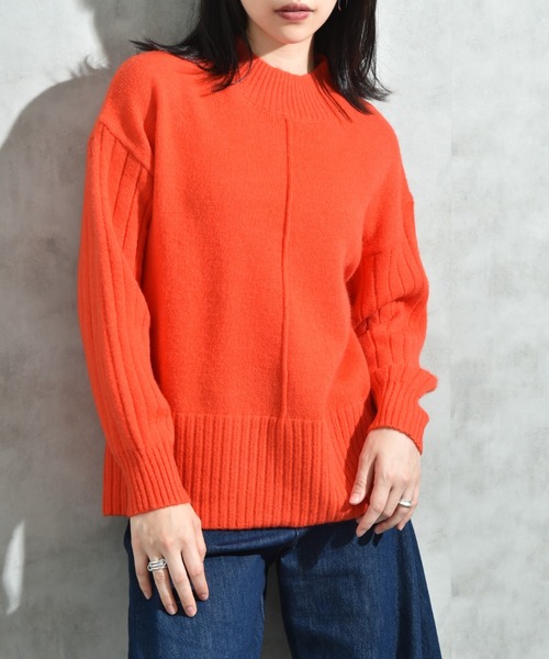 INTERPLANET(インタープラネット)の「7G袖ワイドリブハイネックプルオーバー(ニット/セーター・レディース・ブラック/グリーン/ベージュ/オレンジ/ブルー・FREE)」の14枚目の写真