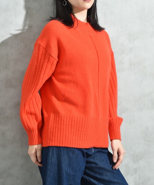 INTERPLANET(インタープラネット)の「7G袖ワイドリブハイネックプルオーバー(ニット/セーター・レディース・ブラック/グリーン/ベージュ/オレンジ/ブルー・FREE)」の13枚目の写真