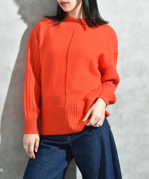 INTERPLANET(インタープラネット)の「7G袖ワイドリブハイネックプルオーバー(ニット/セーター・レディース・ブラック/グリーン/ベージュ/オレンジ/ブルー・FREE)」の10枚目の写真