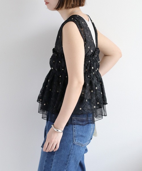 cepo（セポ）の「チュールレース刺繍ビスチェ（シャツ/ブラウス・レディース・オフホワイト/ブラック・M）」の9枚目の写真