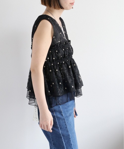 cepo（セポ）の「チュールレース刺繍ビスチェ（シャツ/ブラウス・レディース・オフホワイト/ブラック・M）」の11枚目の写真