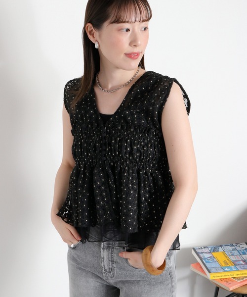 cepo(セポ)の「チュールレースフラワー刺繍ビスチェ(シャツ/ブラウス・レディース・オフホワイト/ブラック・M)」の17枚目の写真