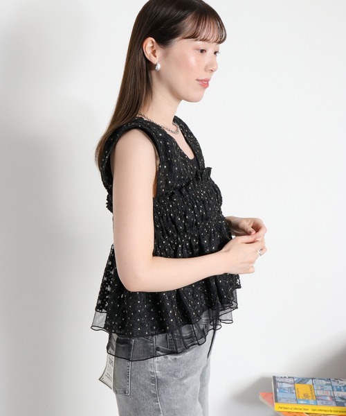 cepo(セポ)の「チュールレースフラワー刺繍ビスチェ(シャツ/ブラウス・レディース・オフホワイト/ブラック・M)」の21枚目の写真