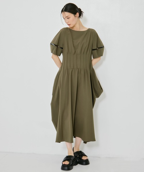 STUDIOUS/ステュディオス】PIN TUCK VOLIME SLEEVE DRESS/ピンタック