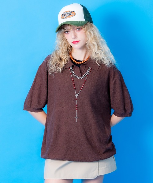 70s 希少levis ベロアスキッパーポロシャツ JIGGYS SHOP（ジギーズショップ） ポロシャツ ランダムテレコ 衿