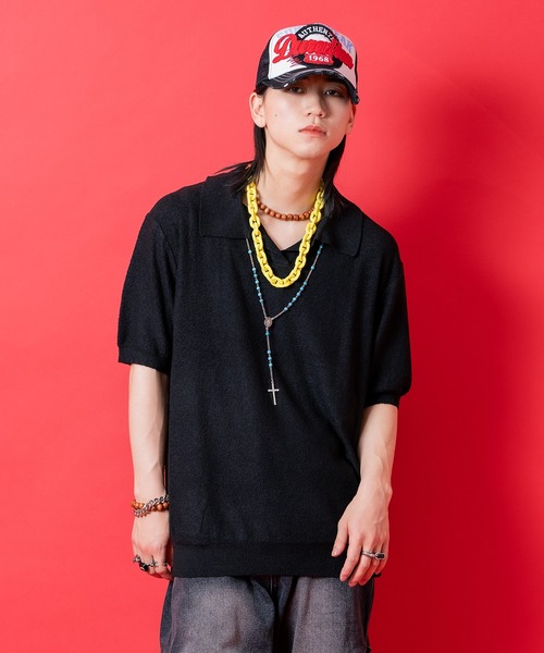 セール】a.p.o.v. ストレッチパイルニットスキッパーポロシャツ