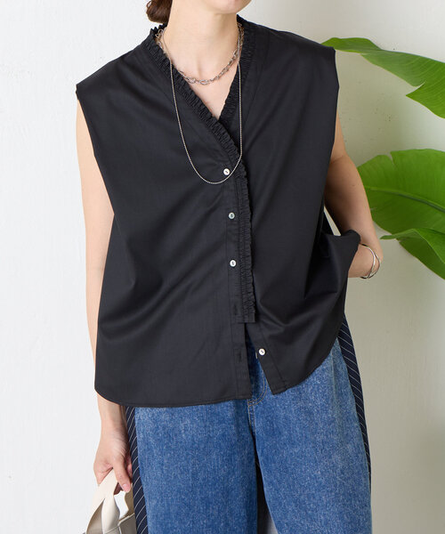 Jena espace merveilleux（ジェナ　エスパスメルヴェイユ）の「フロントフリルブラウス（シャツ/ブラウス・レディース・チャコールグレー/ブルー・FREE）」の7枚目の写真