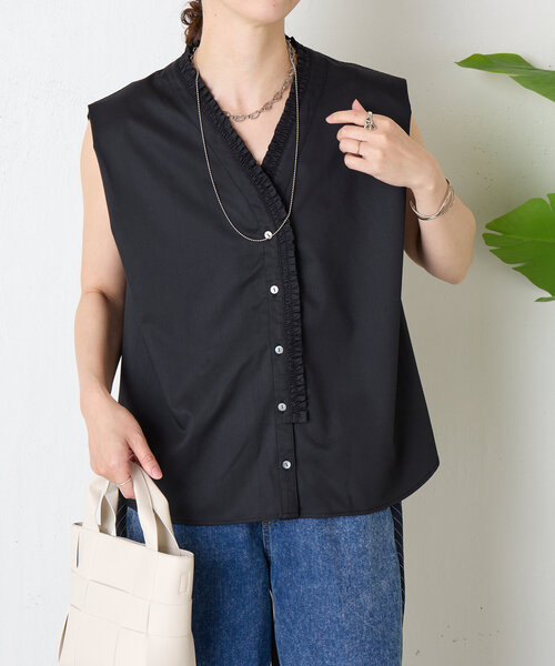 Jena espace merveilleux（ジェナ　エスパスメルヴェイユ）の「フロントフリルブラウス（シャツ/ブラウス・レディース・チャコールグレー/ブルー・FREE）」の8枚目の写真