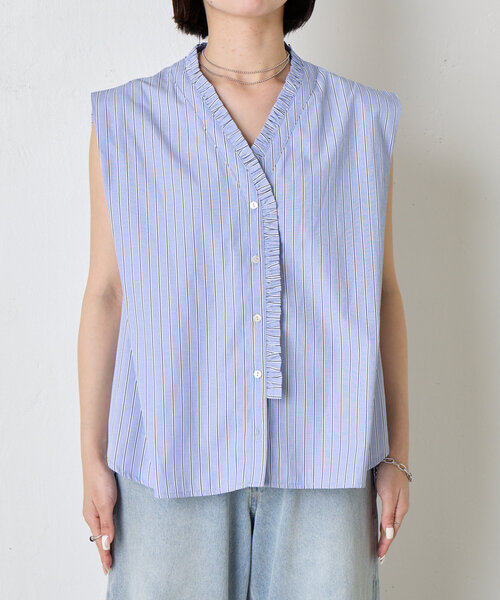 Jena espace merveilleux（ジェナ　エスパスメルヴェイユ）の「フロントフリルブラウス（シャツ/ブラウス・レディース・チャコールグレー/ブルー・FREE）」の17枚目の写真