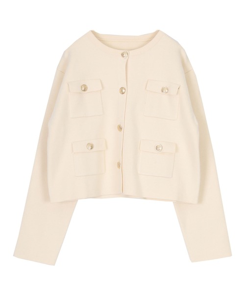 UR'S（ユアーズ）の「ゴールド釦ニットカーディガン/ジャケット（ノーカラージャケット・レディース・アイボリー/ブラック/グレー系その他・S/L/M）」の17枚目の写真