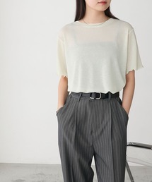 シアー」に該当するトップス（イエロー/黄色系・フリル）ファッション
