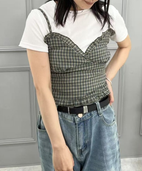 mebole（メボレ）の「レトロチェックキャミソール（キャミソール・レディース・ブラック/グリーン・FREE）」の22枚目の写真