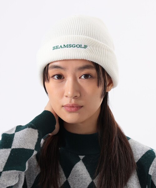 BEAMS GOLF(ビームスゴルフ)の「ロゴ ニットキャップ(ニットキャップ/ビーニー・メンズ・ベージュ/ネイビー/オフホワイト・ONE SIZE)」の4枚目の写真