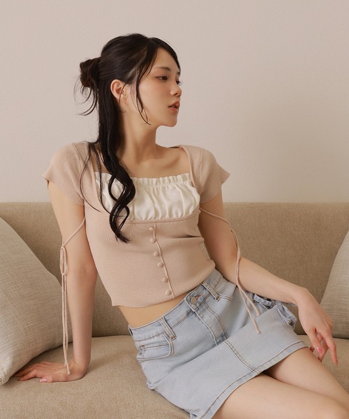 M DOLLY original* ribbon strap dreamy tops/リボンストラップ