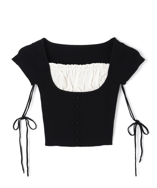 M DOLLY（エムドリー）の「*M DOLLY original* ribbon strap dreamy tops/リボンストラップドリーミートップス（ニット/セーター・レディース・ベージュ/ライトブルー/ブラック・FREE）」の17枚目の写真