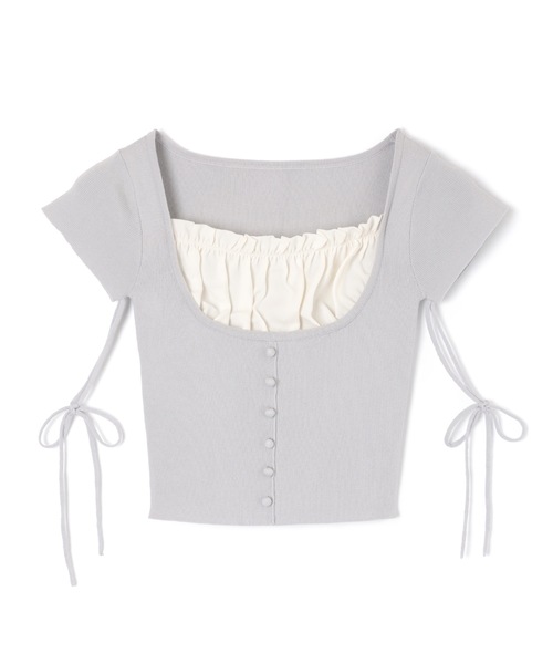M DOLLY（エムドリー）の「*M DOLLY original* ribbon strap dreamy tops/リボンストラップドリーミートップス（ニット/セーター・レディース・ベージュ/ライトブルー/ブラック・FREE）」の19枚目の写真
