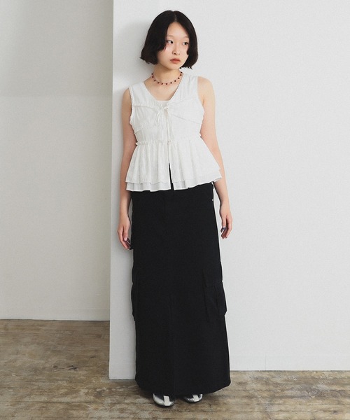 Ray BEAMS（レイビームス）の「カーゴ ポケット タイト スカート（スカート・レディース・ブラック/オリーブ・1/0）」の9枚目の写真